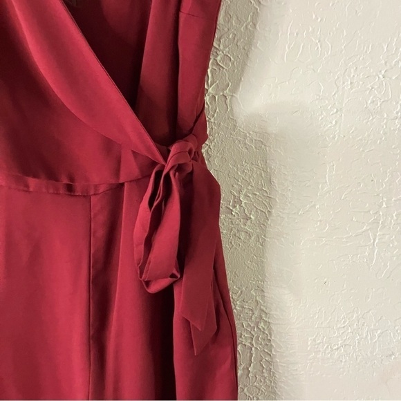 Lulu’s Like It Like That Wine Red Sleeveless Surplice Jumpsuit - Picture 7 of 13